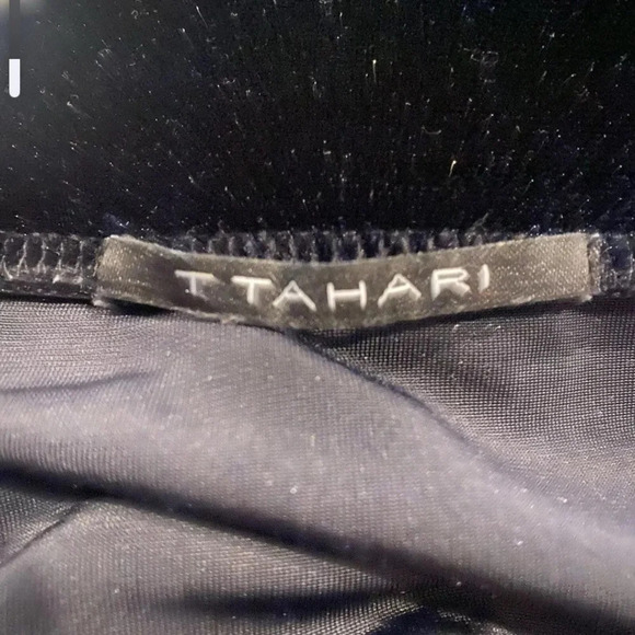 Tahari Midnight Blue Velvet Skirt Silver Side Zipper Womens Large (1113) - Picture 4 of 5